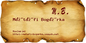 Mátéfi Bogárka névjegykártya